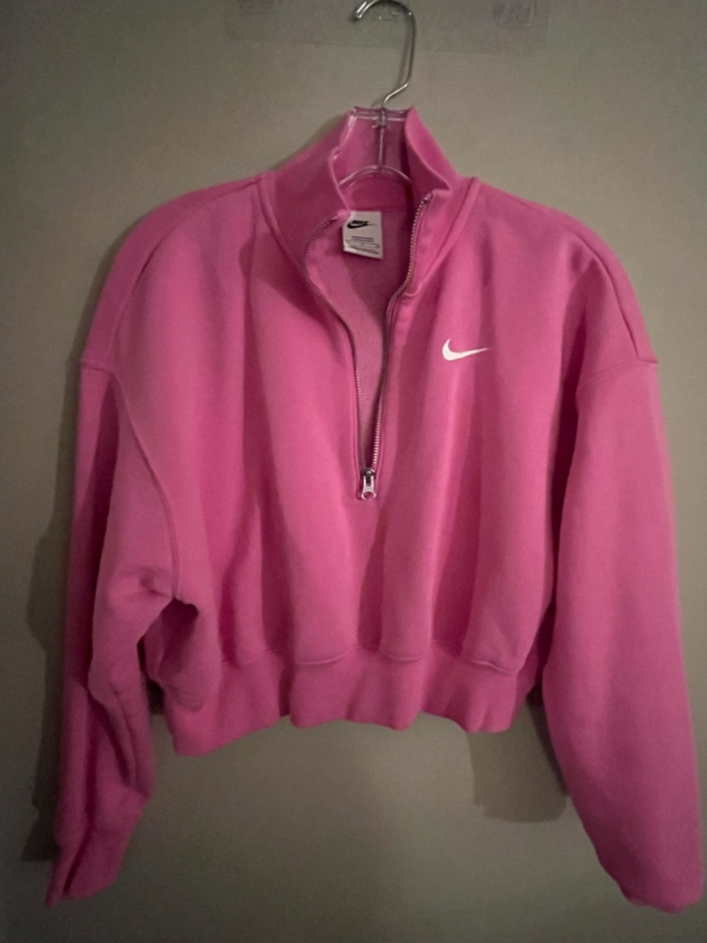 Nike Pink Half-Zip Pullover with Swoosh Tag